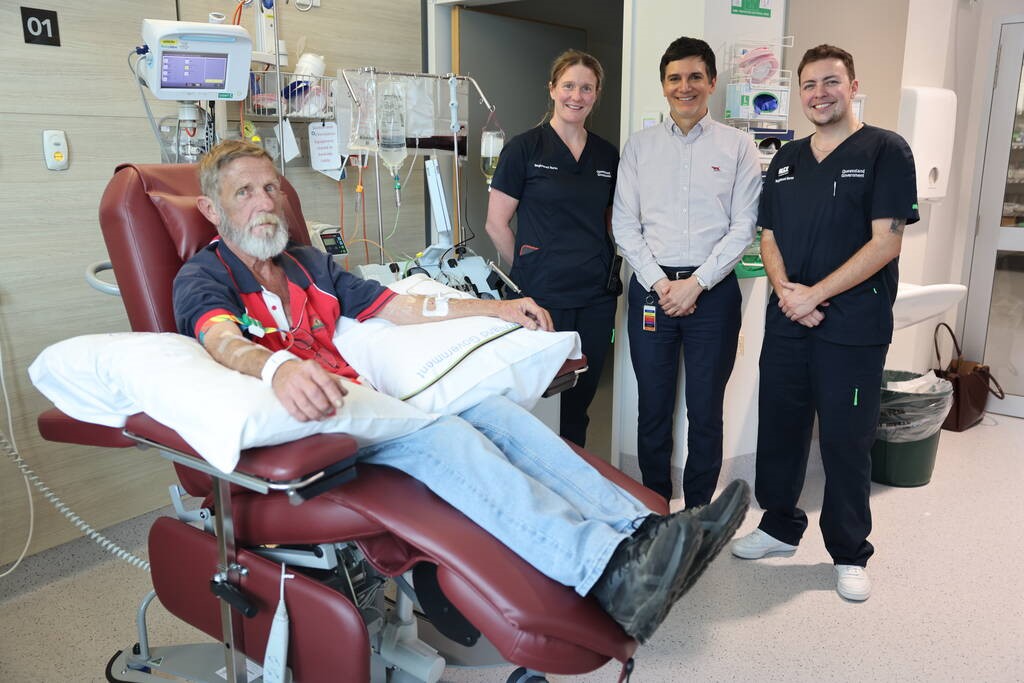 Man receiving new rare blood cancer treatment